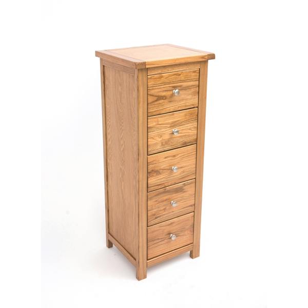Cabinet Bits Trivento 5 Drawer Narrow Chest of Drawers Chrome Knob