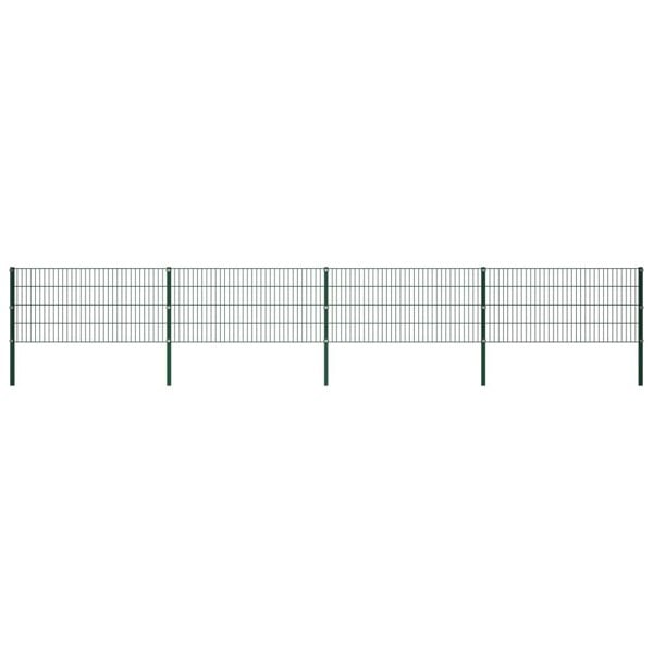 Berkfield Fence Panel with Posts Iron 6.8x0.8 m Green