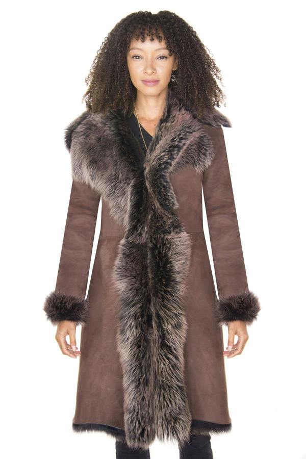Infinity Leather Womens Toscana Sheepskin Suede Trench Coat-Rochester