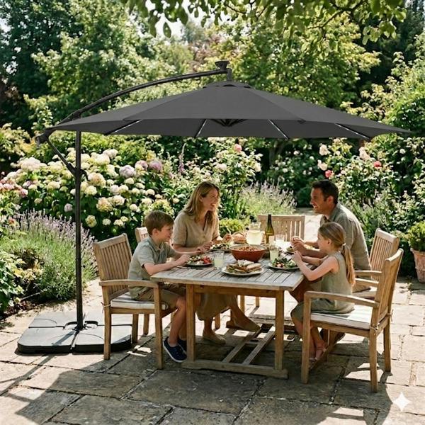 Jardi LED Cantilever Parasol 3m – Grey