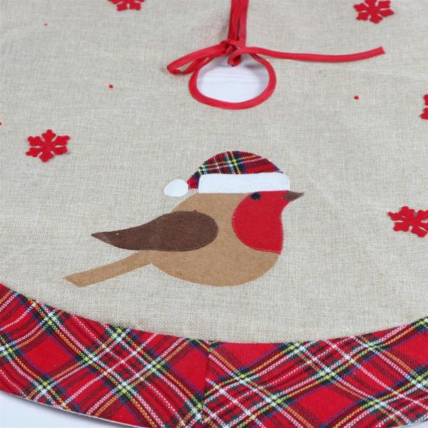 40cm Robin Christmas Tree Skirt in Thick Hessian with Double-Layer Finish image 6