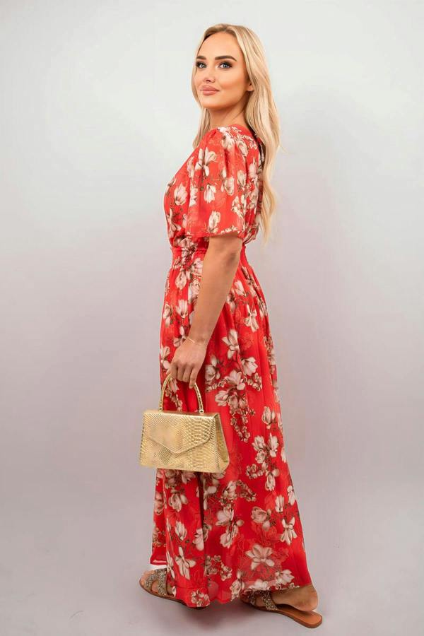 Ophelia Floral Wrap Maxi Dress - Red