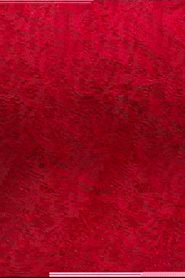 Scalloped Lace Bodice Long Sleeve Bardot Maxi Dress - Red DR4678