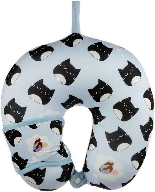 Puckator Relaxeazzz Feline Fine Cat Travel Pillow & Eye Mask