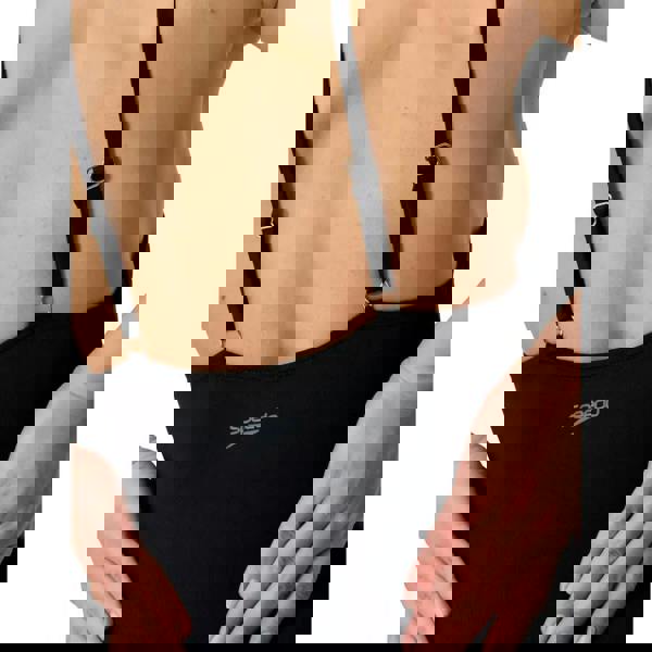 Speedo Solid V-Neck Swimsuit - Black