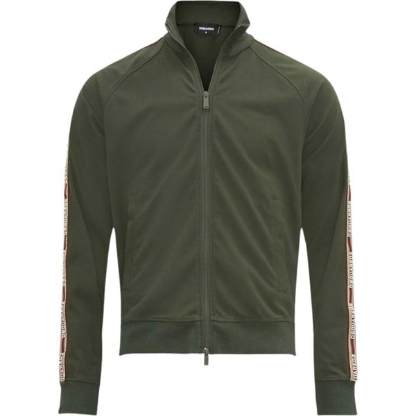 Dsquared2 Taped Sleeves Military Green Zip-Up Sweatshirt M