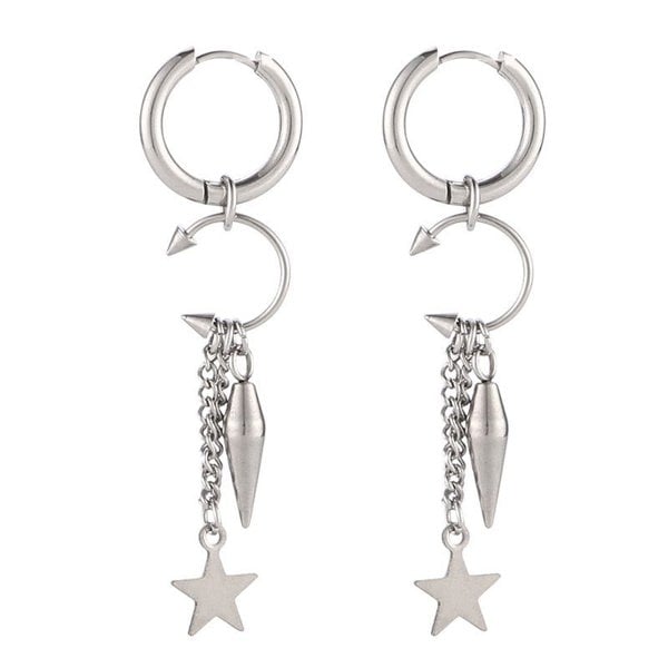 Luxe Tones Aelin Statement Dangle  Star Charm Hoop Earrings