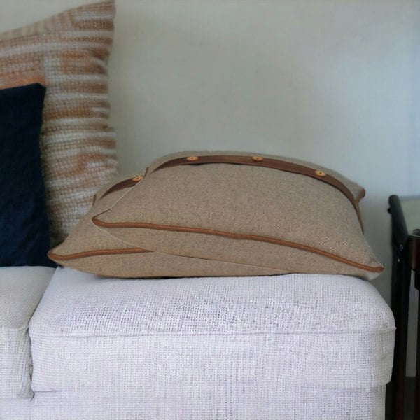 Artisan Furniture Quin Leather Sand Cushion Set of 2