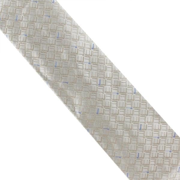 Dunhill Longtail Logo Silk Tie in Stone & Blue