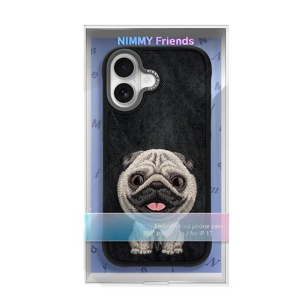 Nimmy Friends Nimmy Big Eye Cute Pet Pug Dog Case with MagSafe for iPhone 17 6.3" Black Grey - N-XDY-IP17-09-A