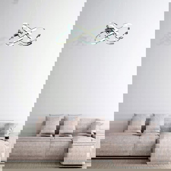 Milagro Cappio Chrome LED Pendant Lamp 36W(130W) Stunning Designer Hanging Ceiling Light With Elegant Chrome Curves