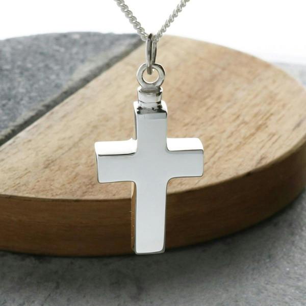 Christopher James of London Sterling Silver Cross Urn Cremation Ashes Pendant With Optional Engraving & Chain
