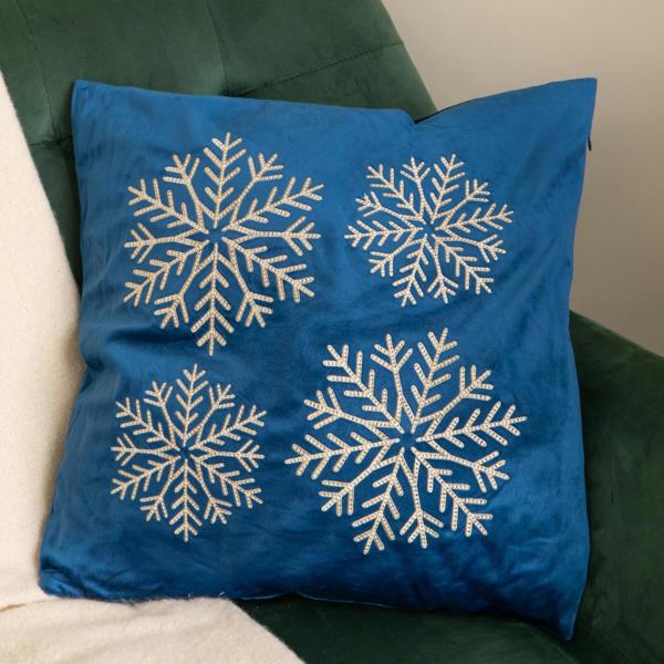 Samuel Alexander 45cm Sapphire Snowflake Soft Christmas Decorative Cushion