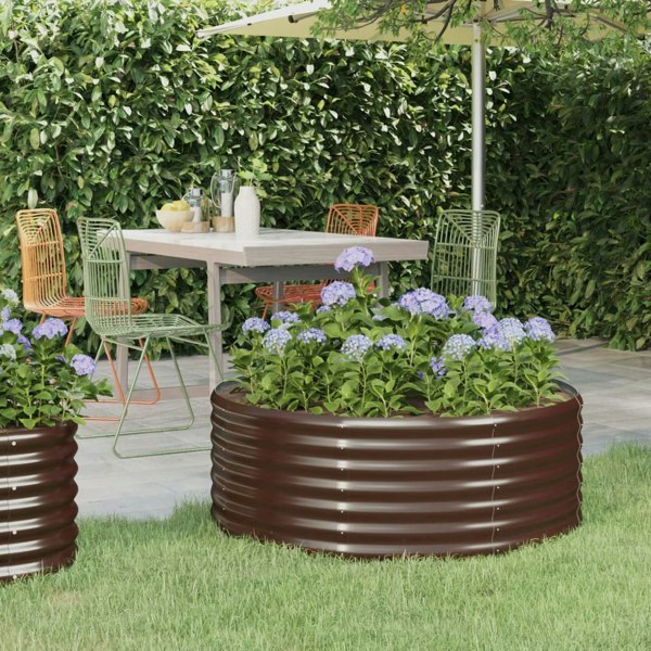 Berkfield Garden Raised Bed Powder-coated Steel 100x100x36 cm Brown
