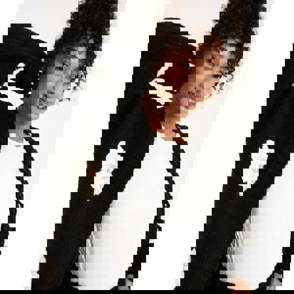 Blue Vanilla Daisy Large Flower Cardigan - Black