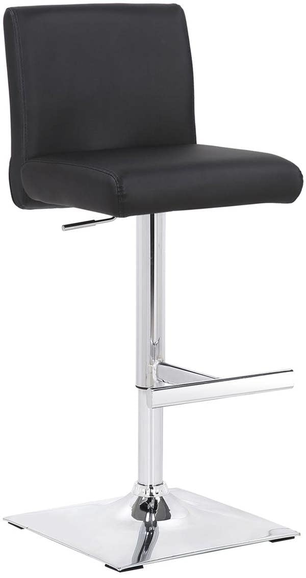 Lamboro Snella Breakfast Bar Stool, Chrome Footrest, Height Adjustable Swivel Gas Lift, Home Bar & Kitchen Faux-Leather Barstool, Black