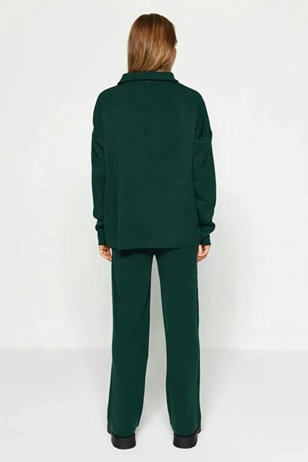 WOVCOR 2-Piece Loose Fit Zip-Up Knit Top & Pants Set
