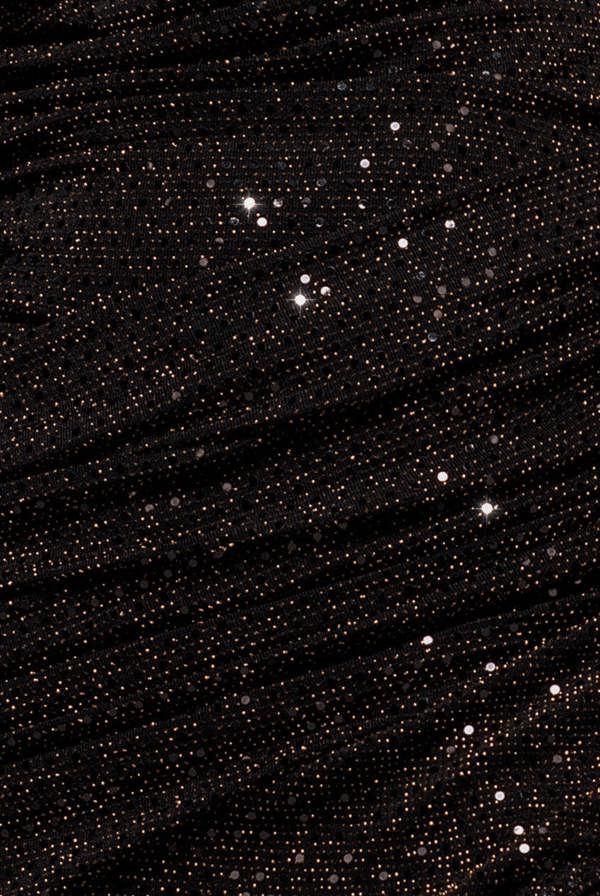 Cowl Neck Glitter Draped Maxi Dress - Black DR4837
