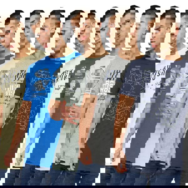 Crosshatch Mens Sneepy T-Shirt (Pack of 5) - Navy/Sage/Grey/Blue/Cream - 