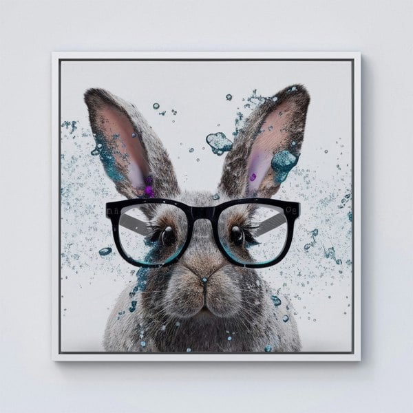 Warren Reed Rabbit Splash Art Framed Canvas