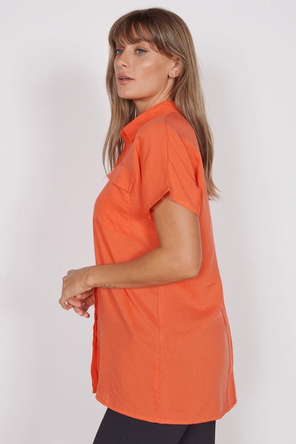 Jeetly.comThalia Red Short Sleeve Utility ShirtShirts & Tops