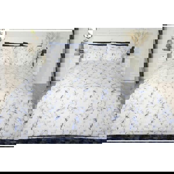 Belledorm Serenity Floral Duvet Cover Set - White/Blue - 