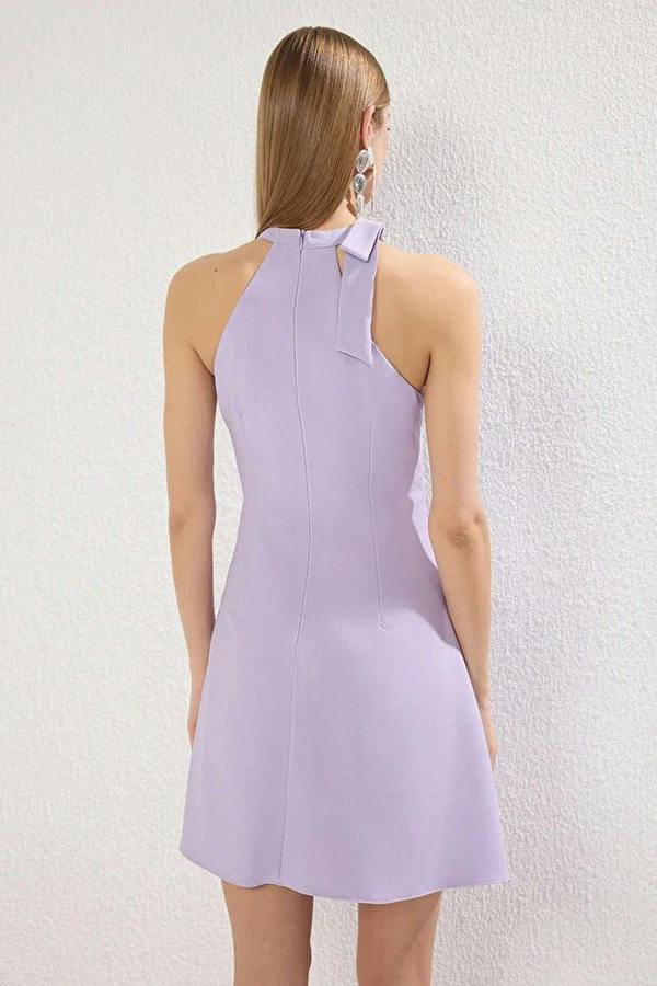 Halter Neck Tie Detail Skater Mini Dress