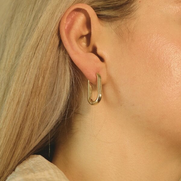 The Colourful Aura Sterling Silver U Shape Geometric Minimalist Square Huggies Hoop Earrings