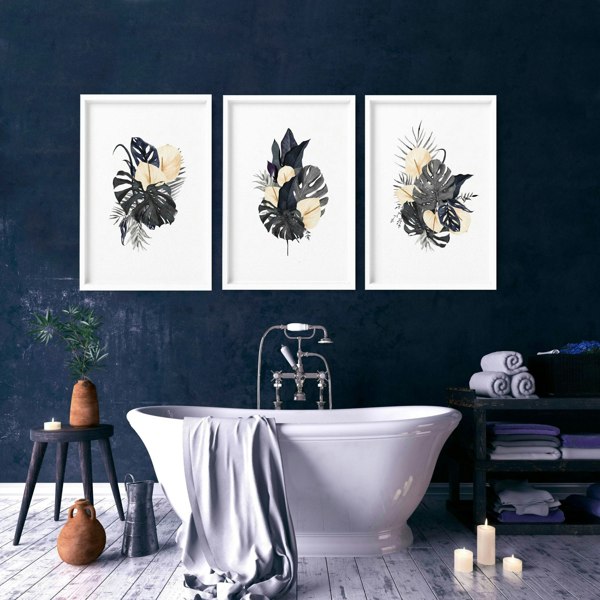 Art for bathroom | set of 3 Tropical wall prints