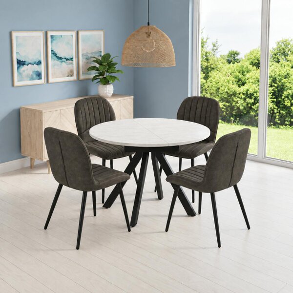 Outdoor Living Harley Extendable Dining Table with 4 Jaydn Chairs - gray
