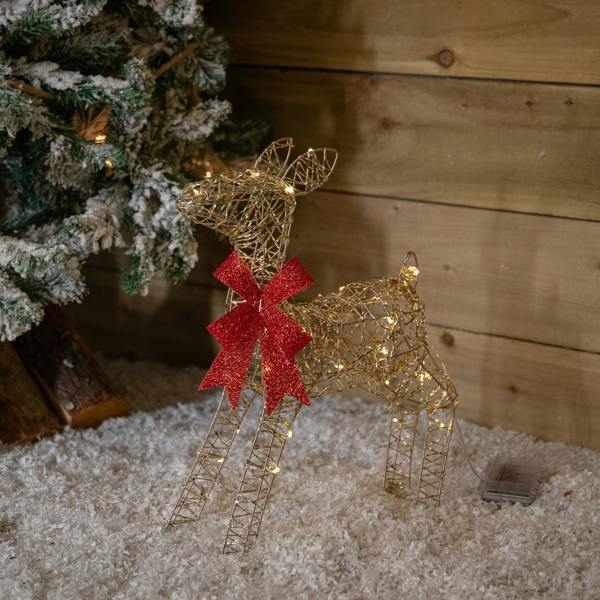 Samuel Alexander 38cm Gold Twist Light Up Baby Reindeer Christmas Decoration with LEDs