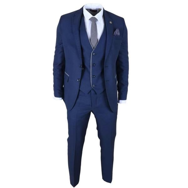 TruClothing IM49 - Men's 3 Piece Blue Tailored Fit Suit