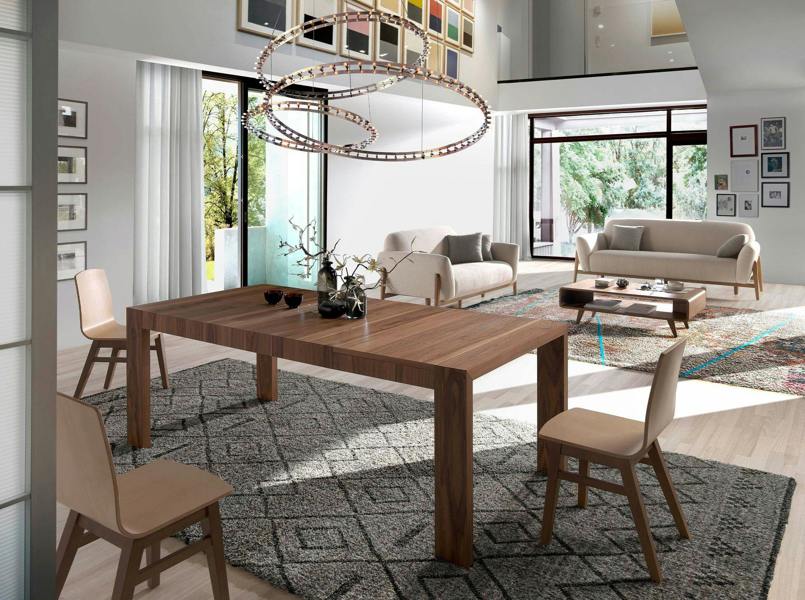 Angel Cerdá Rectangular walnut extending dining table 1012