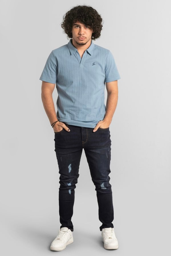 ENORSIA Mens Black Skinny Fit Distressed Denim Jeans