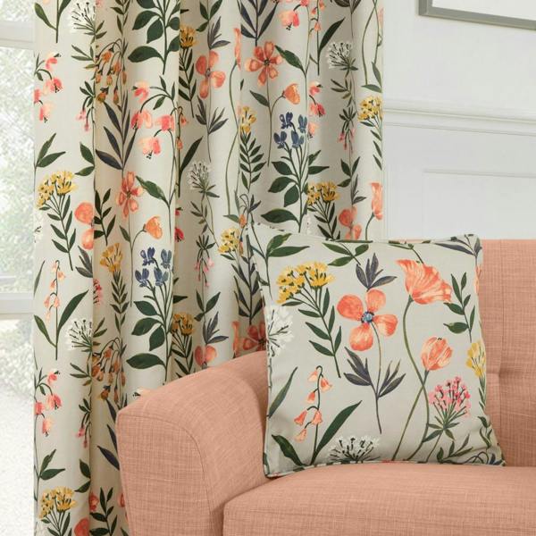 Sundour Meadow Ready Made Floral Pencil Pleat Curtains Multi