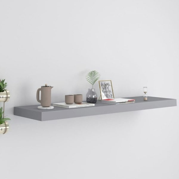 Berkfield Floating Wall Shelf Grey 90x23.5x3.8 cm MDF