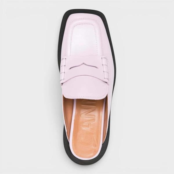 GANNI Leather Loafer Mules Winsome Orchid