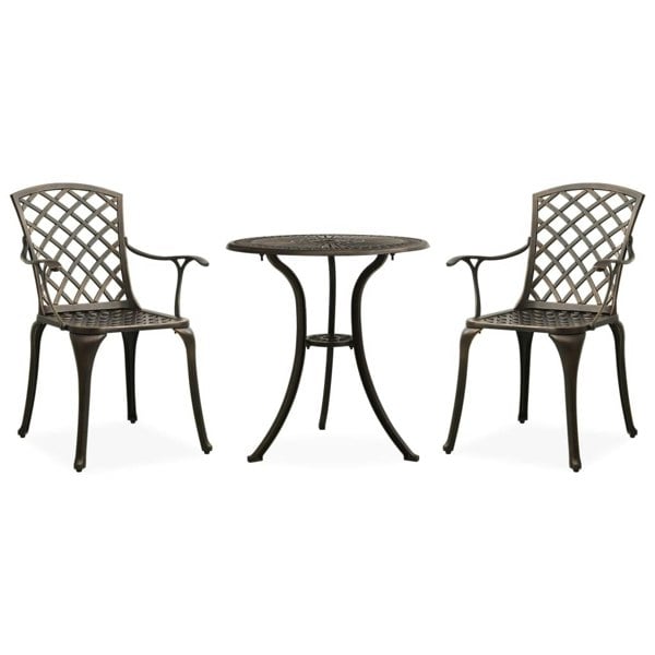 Berkfield 3 Piece Bistro Set Cast Aluminium Bronze
