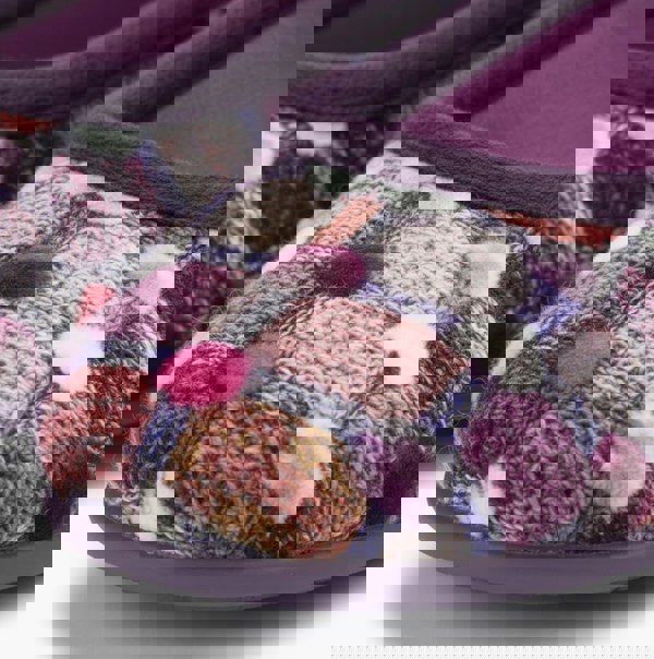 Sleepers SAMIRA Womens Polka Dot Velour Lined Ballet Slippers Purple/Multi