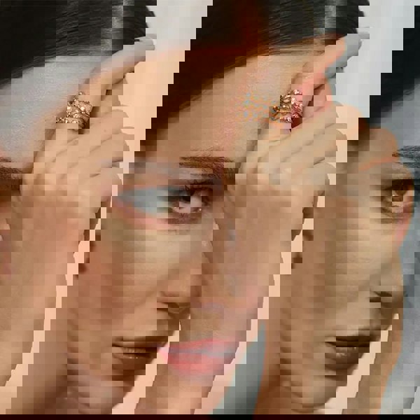 Ania Haie Miss Dainty 14ct Gold Plated Cubic Zirconia Zig-Zag Ring R065-01G