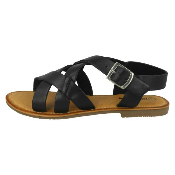 Leather Collection Ladies Leather Collection Buckle Slingback Sandals F00229