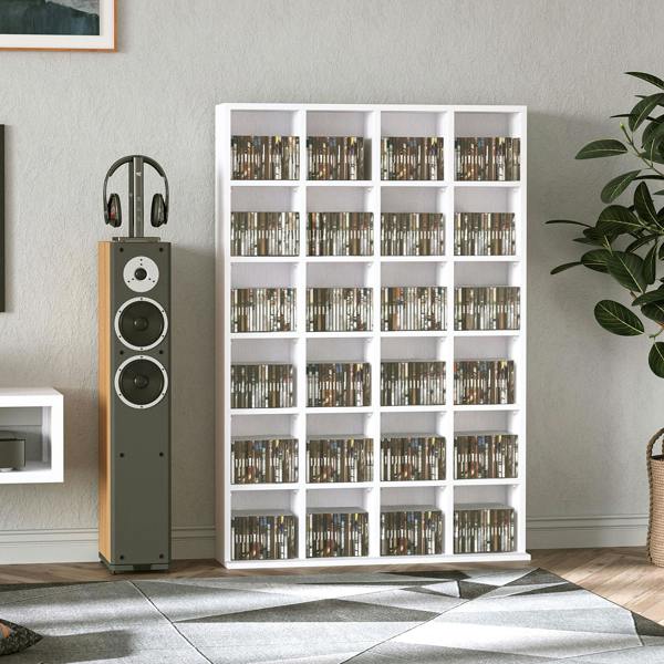 HOMCOM DVD CD Media Storage Rack, Video Display Unit - White