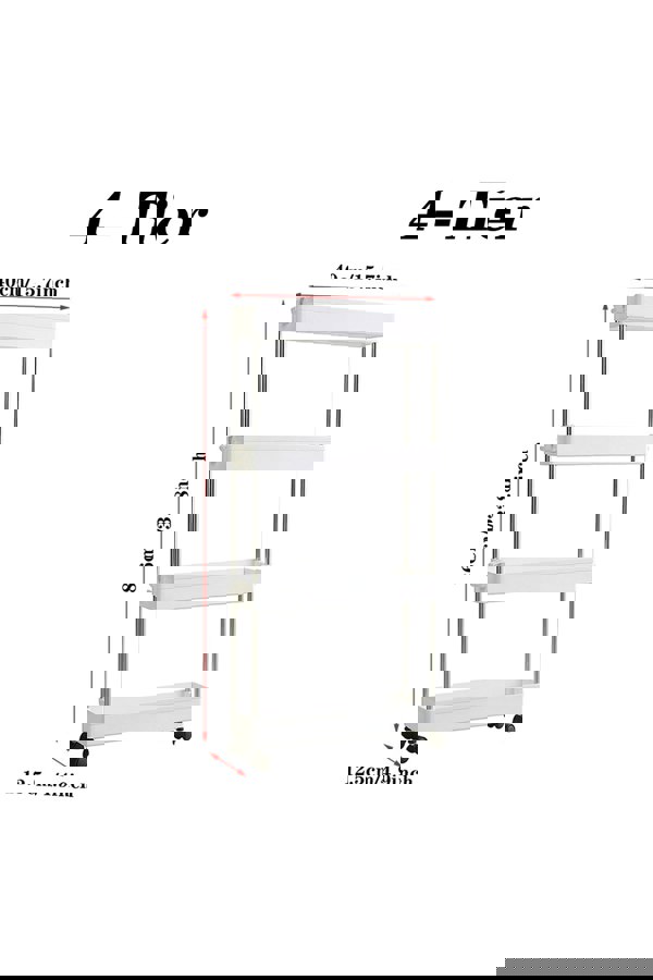 Living and Home Slim Standing 4-Tier Corner Storage Rack Shelf Plastic for Kitchen Bathroom