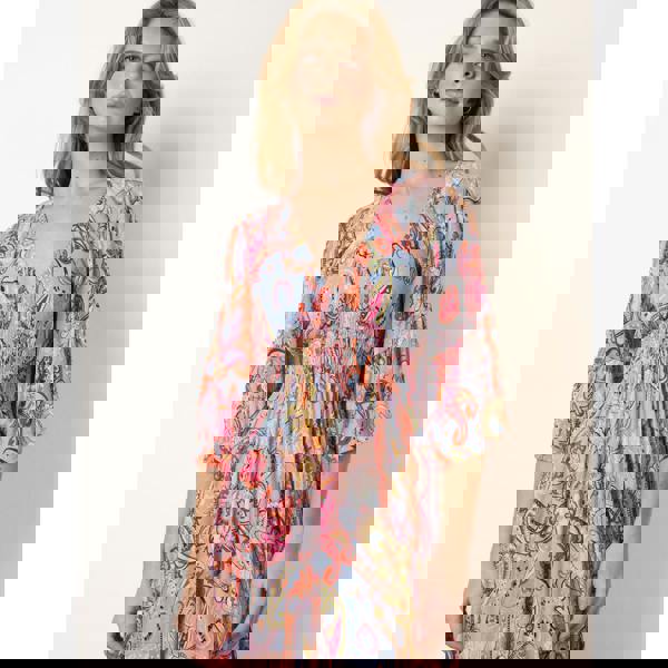 Blue Vanilla Paisley Print V Neck Maxi Dress