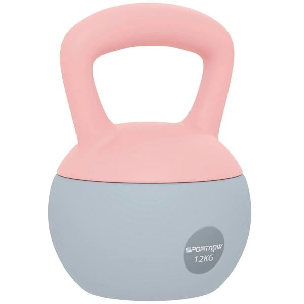 12KG soft kettlebell with pink handle and grey body
