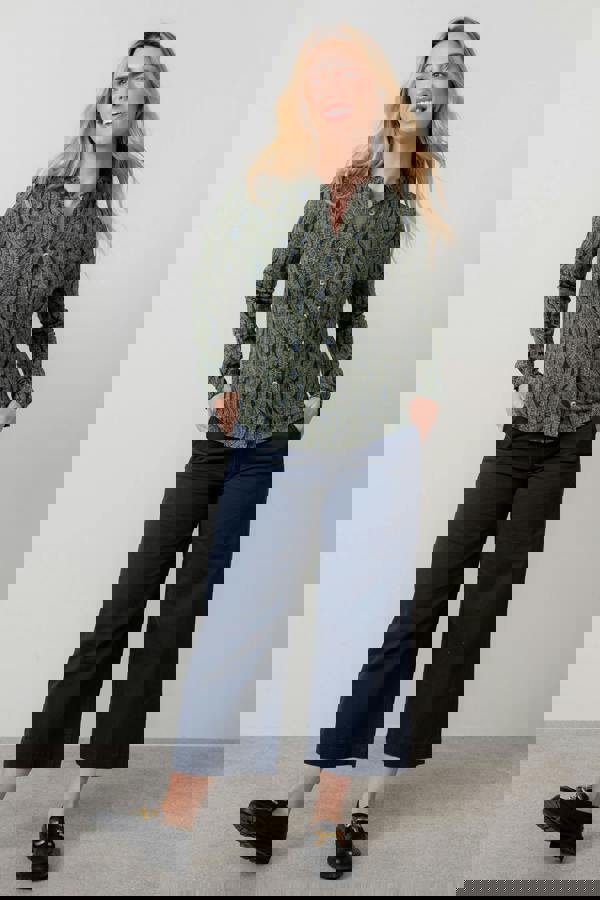 Lily & Me Hannah Organic Cotton Jersey Frill Shirt Navy