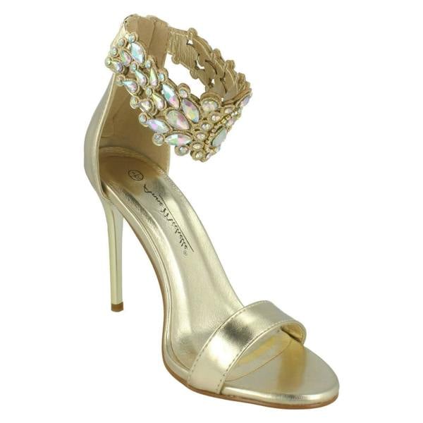 Anne Michelle Ladies Anne Michelle Jewelled Ankle Strap Heeled Sandals F10862