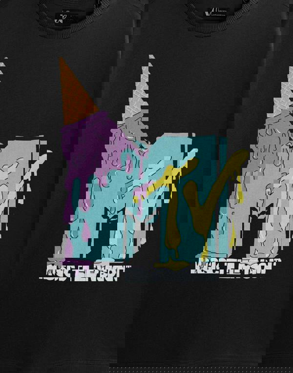 MTV Womens Black Ice Cream Cropped Short Sleeved T-Shirt