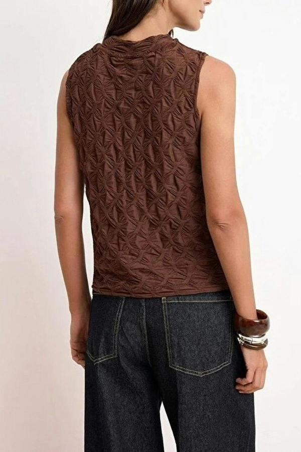WOVCOR Textured Regular Stretch Knit Blouse