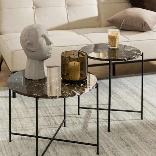 Furniture To Go Avila Side Table with Brown Marble Top 52x40cm